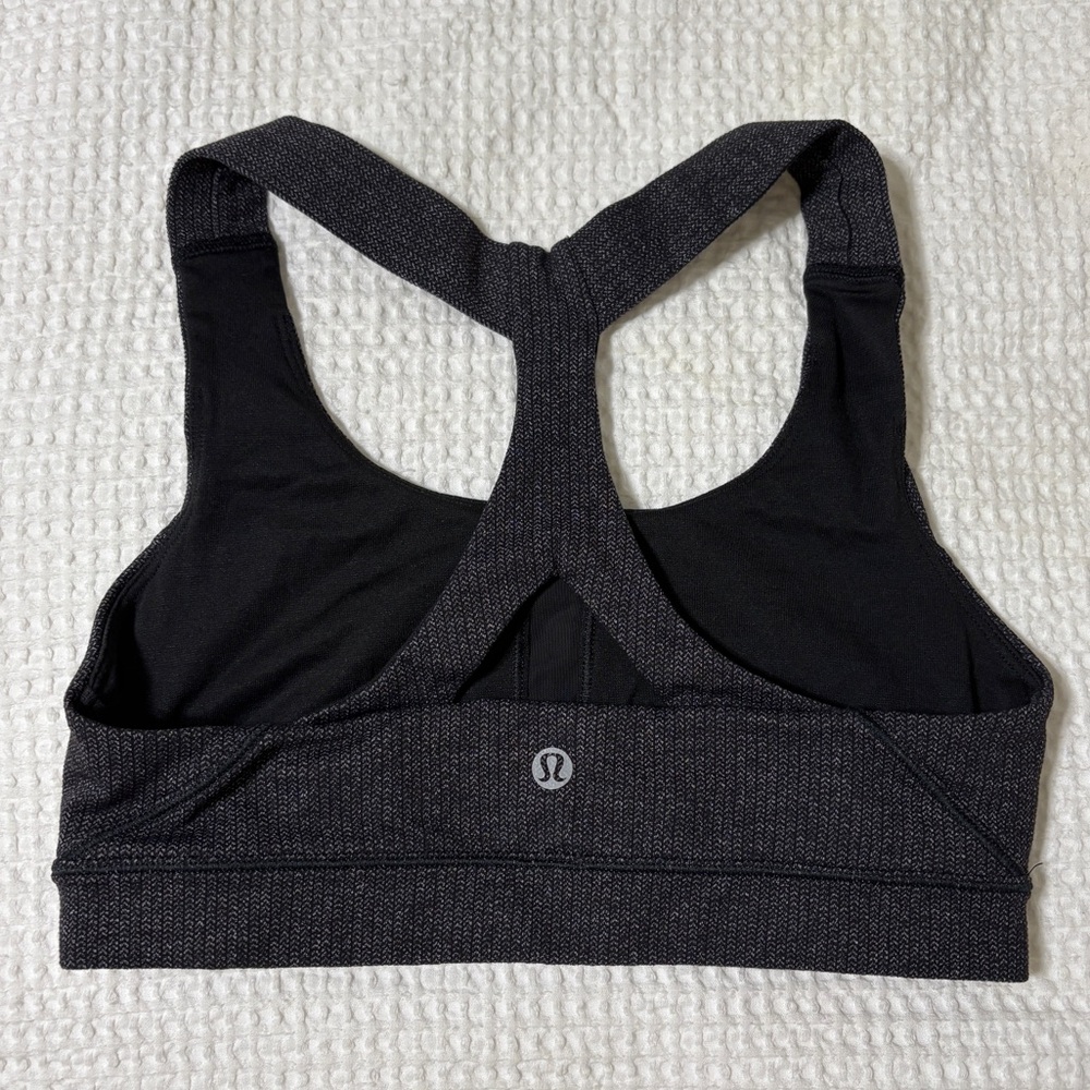 Lululemon Black Herringbone Sports Bra